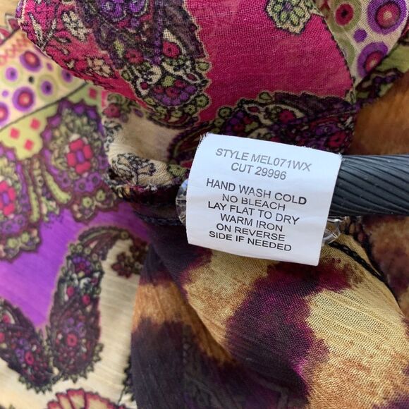 Fig and Flowers Womens Size 1X 3/4 Sleeve Sheer Overlay  Button Front Top - Picture 8 of 10